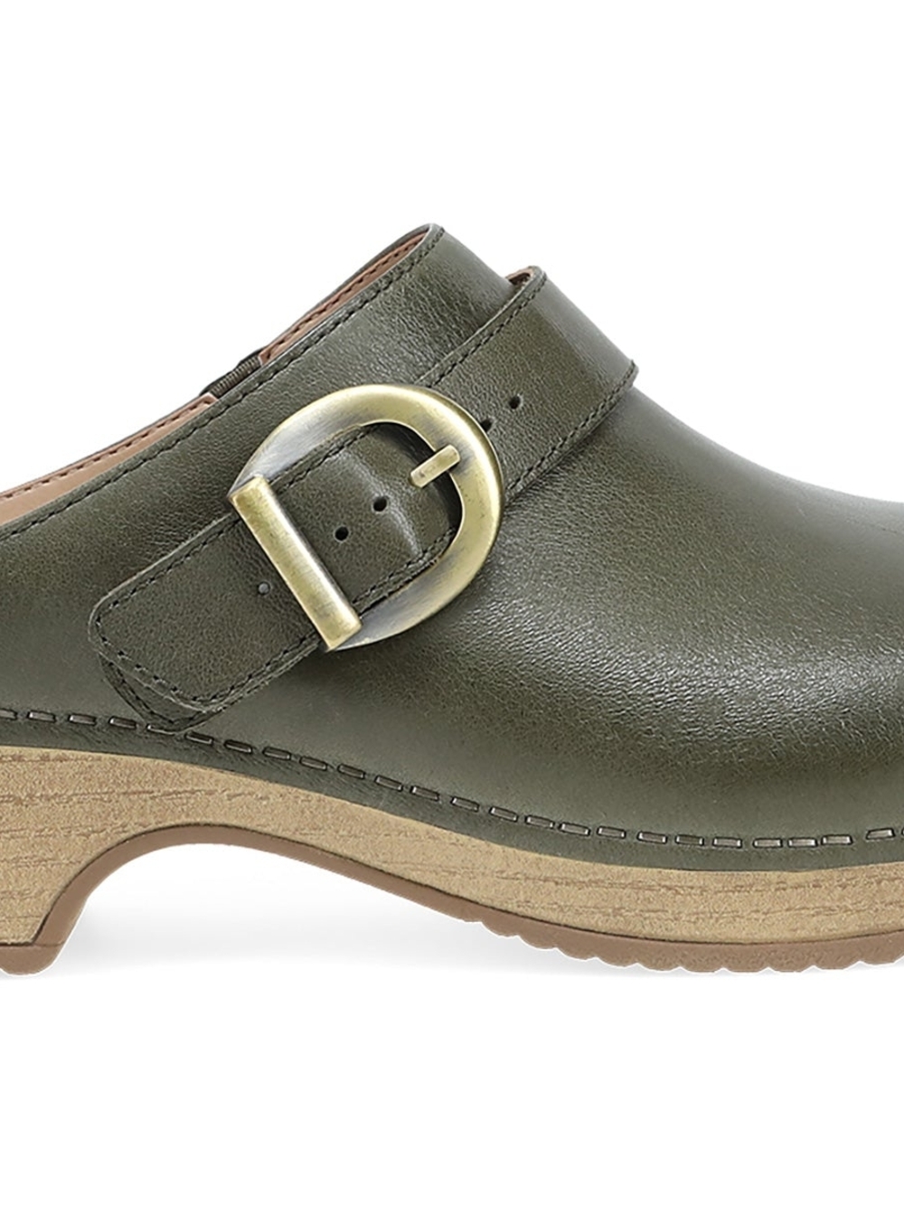 Dansko Olive Green Leather Clogs with Swivel Strap/ Ivy
